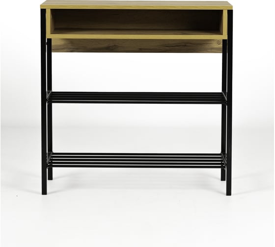 Изображение товара Обувница Divan24 Оденсе-3 дуб вотан металлическая с полками со стенкой с сидушкой для прихожей для коридора 77400119