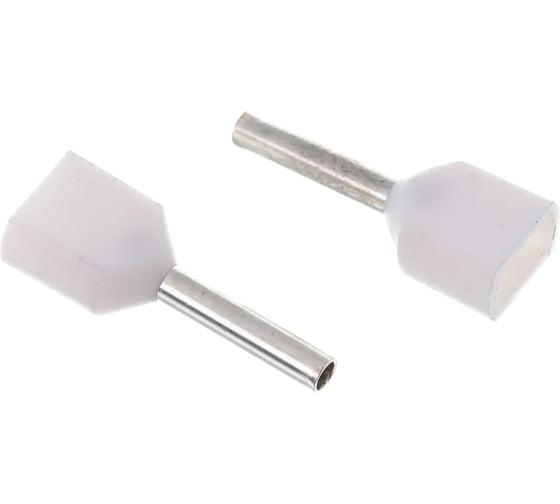 Изображение товара Наконечник Navigator 61 037 NET-E2-0.5-8-B50 НШВИ2, белый, 2 провода 50шт/упак 61037