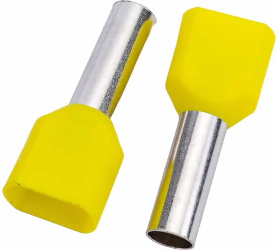 Изображение товара Наконечник Navigator 61 043 NET-E2-6.0-14-B50 НШВИ2, желтый, 2 провода 50шт/упак 61043