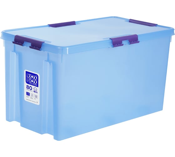 Изображение товара Ящик п/п Rox Box 720x390x380 80л. мороз. с крышкой на клипсах цв. прозрачно-голубой 33120