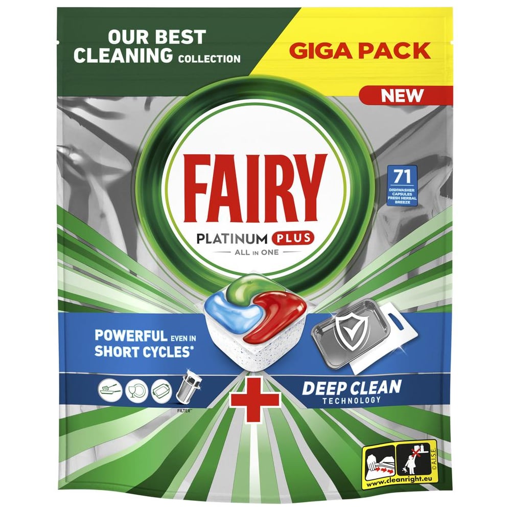 Изображение товара Капсулы для посудомоечных машин FAIRY Platinum Plus 71 шт бесфосфатные таблетки