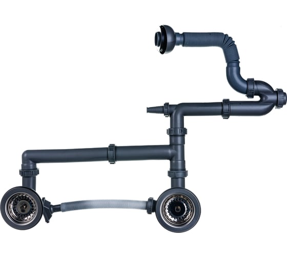 Изображение товара Большой двойной выпуск UKINOX с переливом, сифоном и гофрой S805