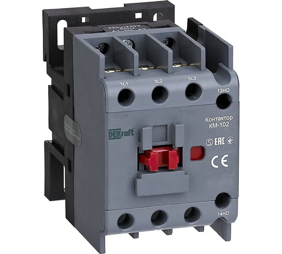 Изображение товара Контактор AC3 DEKraft КМ-102, 3 Р, 1НО, 32 А, 230 В 22005DEK