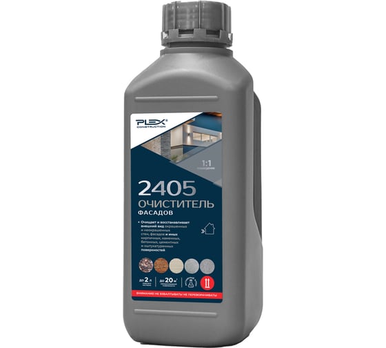 Изображение товара Очиститель фасадов и стен PLEX (концентрат 1:1) 1л 2405 УТ000007580