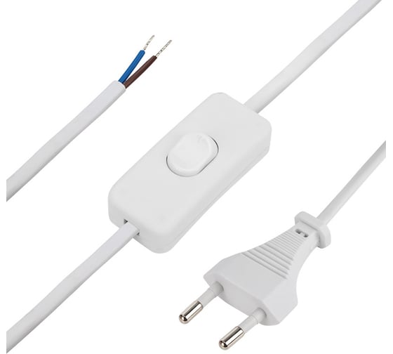 Изображение товара Сетевой шнур REXANT с выключателем, 2х0,75 мм2, 1,8 м, белый 11-1133