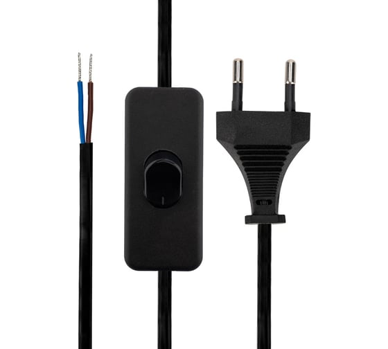 Изображение товара Сетевой шнур REXANT с выключателем 2х0,75 мм2, 1,8 м, черный 11-1134