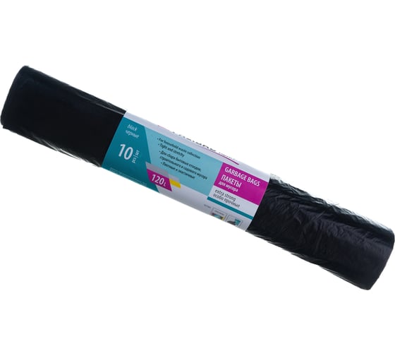 Изображение товара Пакеты для мусора пвд прочные Home (120 л; 10 шт; черные, длинный ролик) PALISAD 927265