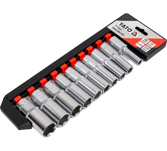 Изображение товара Набор высоких 6-гранных головок 10 предметов, 10-24 мм, 1/2'' YATO YT-38861