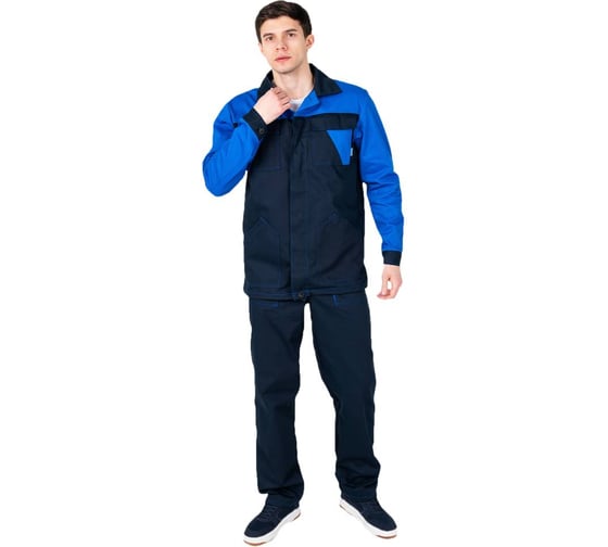 Изображение товара Костюм ООО ГУП Бисер Бисер-3 саржа, темно-синий/васильковый, размер 68-70, рост 182-188 4640100802478