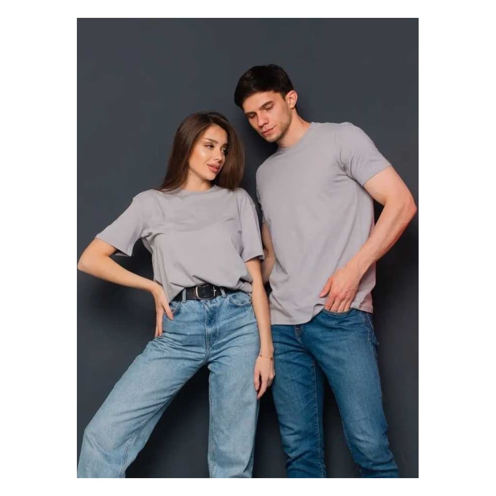 Изображение товара Футболка ООО ГУП Бисер серая 3XL натуральная для повседневного ношения