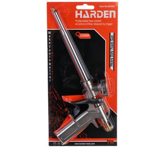 Изображение товара Профессиональный пистолет для монтажной пены HARDEN алюминиевый корпус 620401