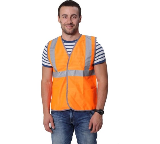 Изображение товара Жилет Сигнал с СВ с карманами ООО ГУП Бисер оранжевый, размер 64-66, рост 170-176 4680169642165