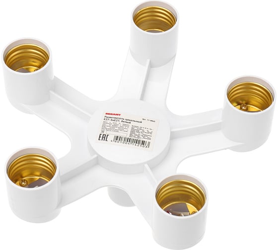 Изображение товара Цокольный разветвитель REXANT Е27 на 5хЕ27 белый 11-8865