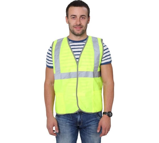 Изображение товара Жилет Сигнал с СВ с карманами ООО ГУП Бисер лимон, размер 48-50, рост 170-176 4680169642295