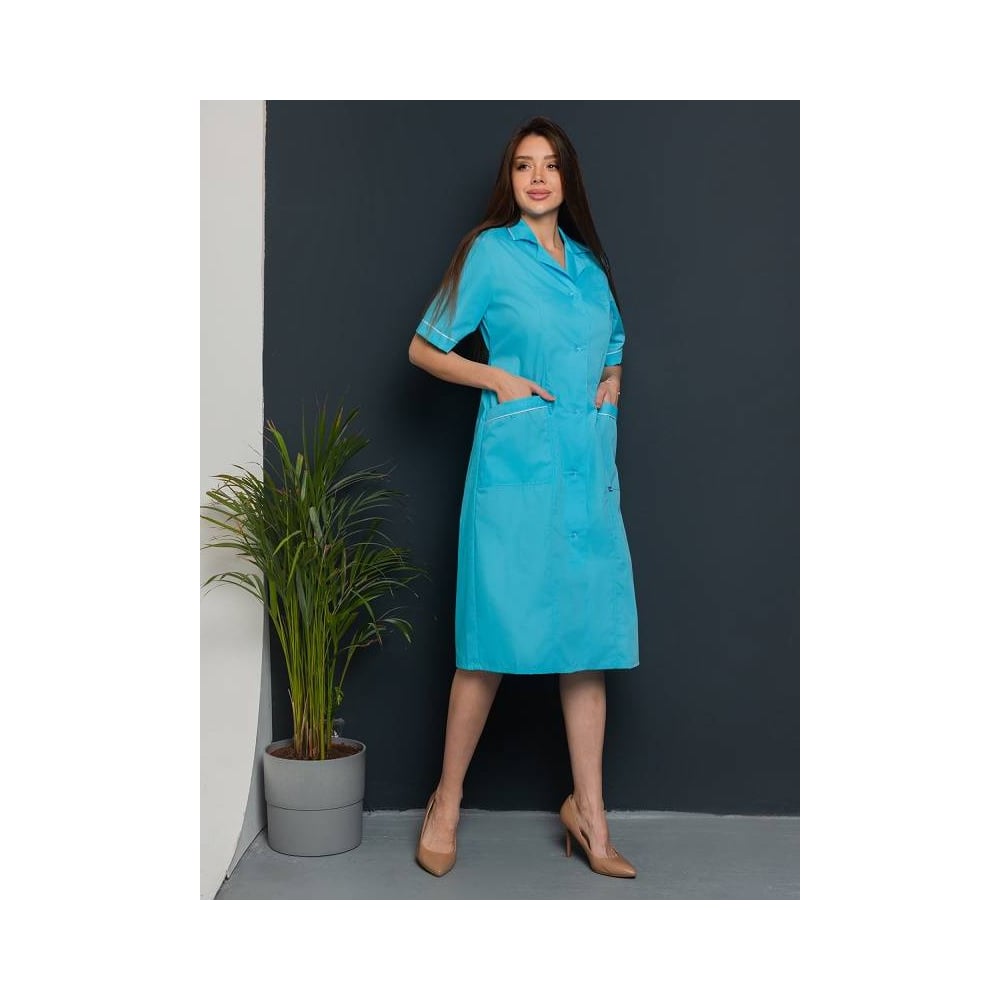 Изображение товара Халат женский ГУП Бисер Классика-Лайт голубой/белый 44-46