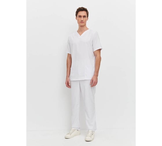 Изображение товара Костюм мужской медицинский ООО ГУП Бисер Пульс белый, размер 52-54, рост 182-188 4660391415201