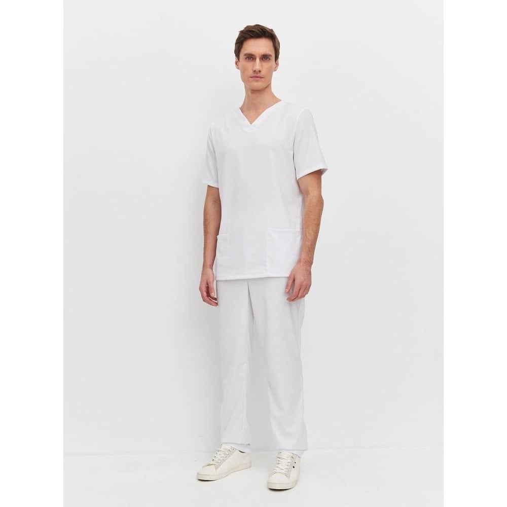 Изображение товара Мужской медицинский костюм Пульс белый размер 56-58