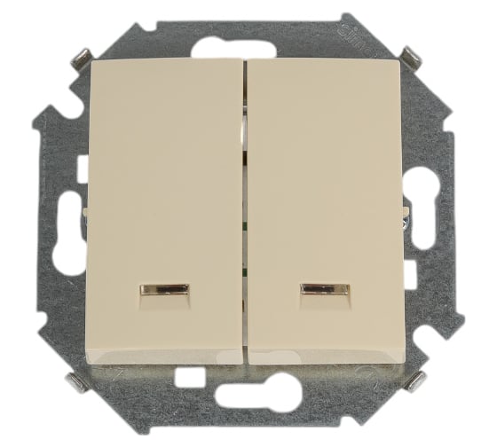 Изображение товара Двухклавишный выключатель Simon с подсветкой, 16А, 250В, винтовой зажим, сл.кость 20 1591392-031