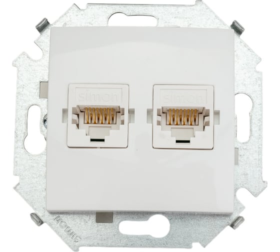 Изображение товара Компьютерная розетка Simon двойная RJ45 кат.5е, белый 20 1591593-030