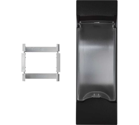 Изображение товара Комплект Simon плата с прозрачной крышкой+DIN-адаптер для установки автоматики, 3хК45, графит KF03-14