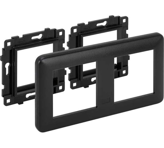 Изображение товара Комплект Simon, рамка 2 поста+суппорт 2 шт, на 2 механизма К45, настенный миниблок, графит KR445-14