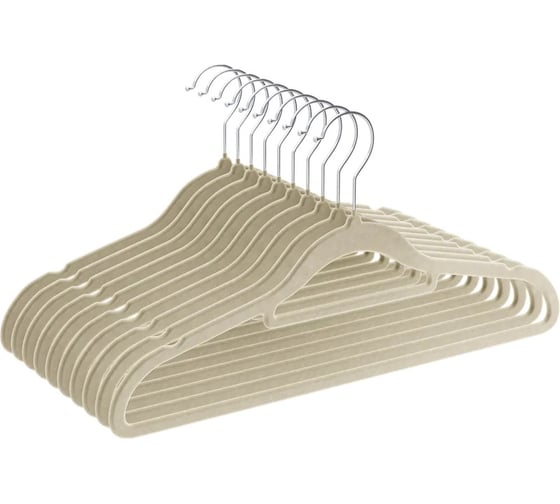 Изображение товара Набор вешалок для одежды DEFENDER CLH-220 бежевый, 10 шт, пластик, 42 см 28221
