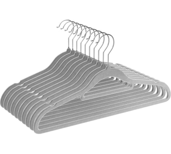Изображение товара Набор вешалок для одежды DEFENDER CLH-220 серый, 10 шт, пластик, 42 см 28222