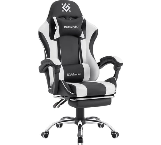 Изображение товара Игровое кресло DEFENDER Tios черный/белый, класс 3, полиуретан, подножка 64055