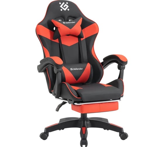 Изображение товара Игровое кресло DEFENDER Tornado черный/красный, класс 3, полиуретан, подножка 64057