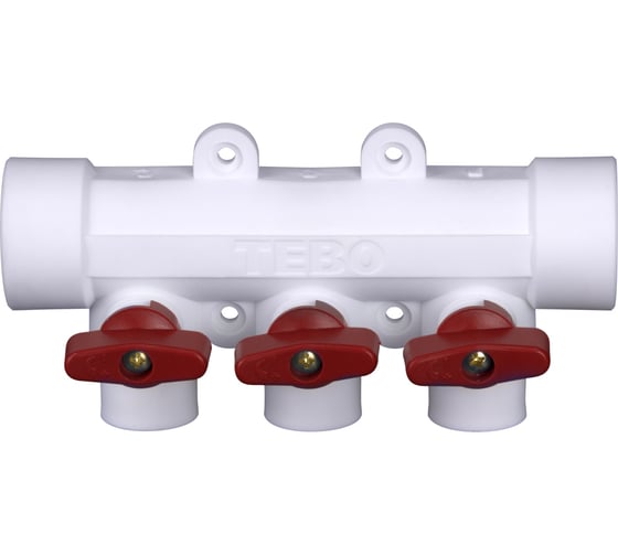 Изображение товара Коллектор с красными ручками TEBO PPR 32x20 3 выхода 030091211