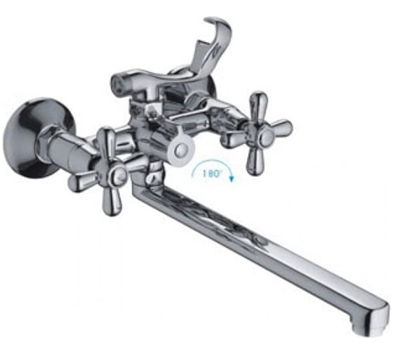 Изображение товара Смеситель для ванны и умывальника FRAP F2225 1/2 керамическая кран-букса, шаровой переключатель, крест  512283