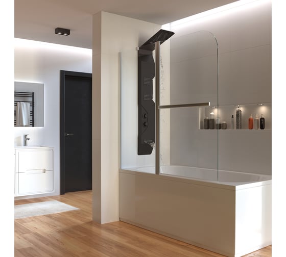 Изображение товара Душевая шторка на ванну Taliente 120_140см, распашная, прозр.стекло 6мм, хром.профиль TA-1214CP