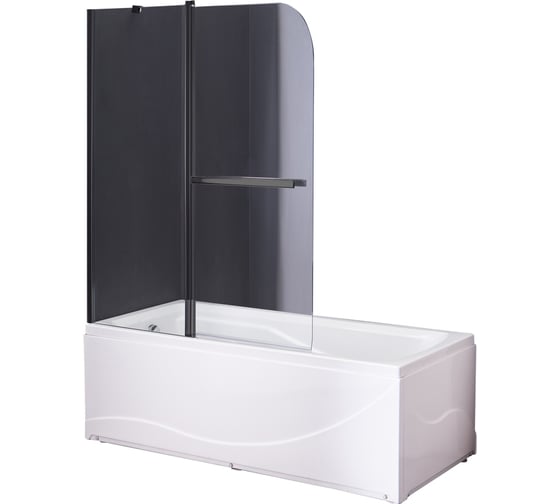 Изображение товара Душевая шторка на ванну Taliente 120_140см, распашная, прозр.стекло 6мм, черный профиль TA-1214CB