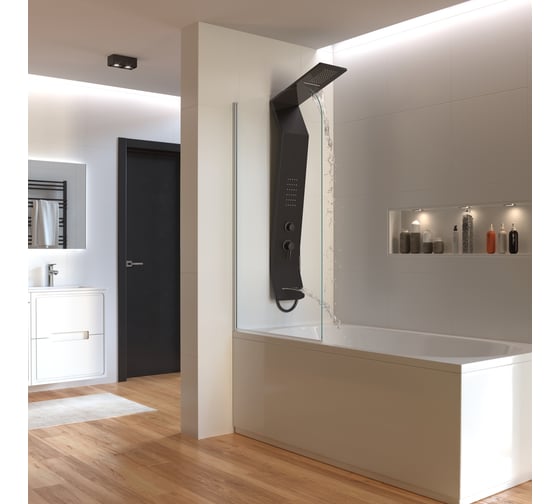 Изображение товара Душевая шторка на ванну Taliente 80_140см, распашная, прозр.стекло 6мм, хром.профиль TA-0814CP