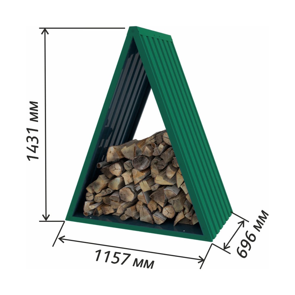 Дровник-шалаш Чебоксарский завод строительных профилей СТЭП металлический, уличный, для дачи, зеленый мох, 6005 0102-0138