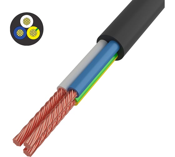 Изображение товара Провод REXANT ПВС 3x1,5 мм2, черный, 50 м, ГОСТ 01-8047-50