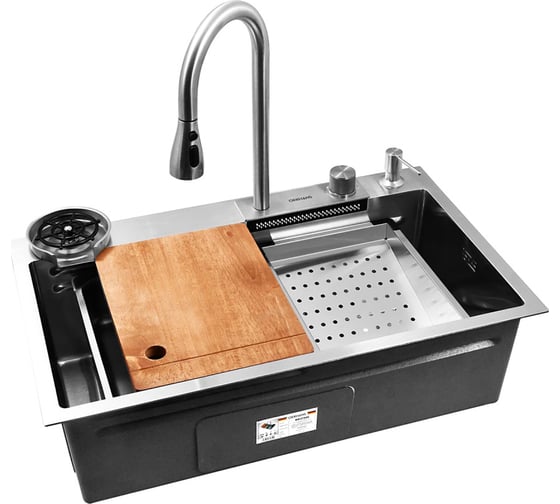 Изображение товара Мойка для кухни из нержавеющей стали со смесителем и комплектом аксессуаров Gerhans K37545