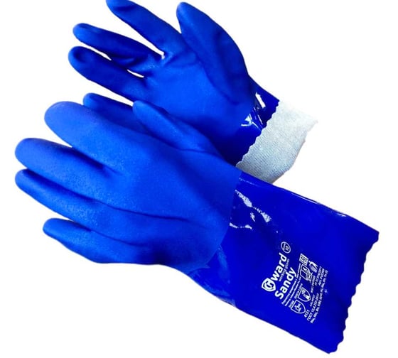 Изображение товара Перчатки МБС Sandy интерлок с полным покрытием ПВХ синего цвета р. XL 6 пар в упаковке арт. PVC009 Gward PVC009/XL6