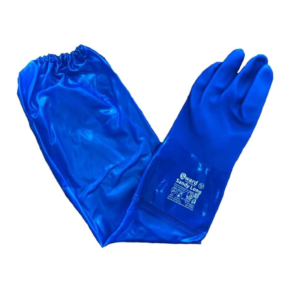 Изображение товара Перчатки МБС Sandy Long интерлок с покрытием ПВХ синий 6 пар