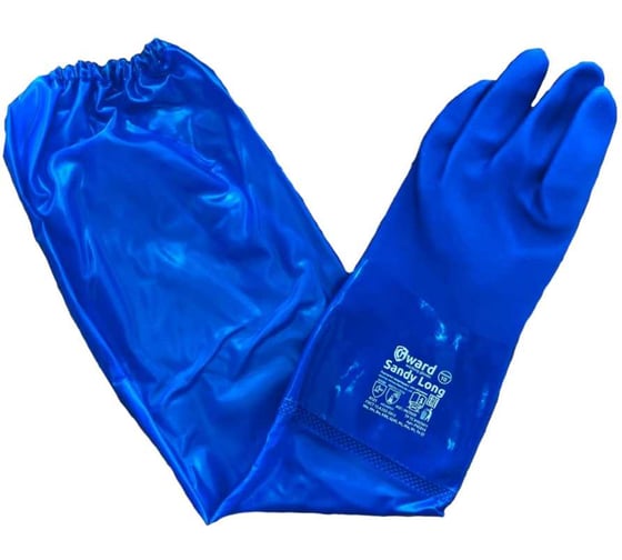 Изображение товара Перчатки МБС Sandy Long интерлок с полным покрытием ПВХ синего цвета р. XL 6 пар в упаковке арт. PVC014 Gward PVC014/XL6