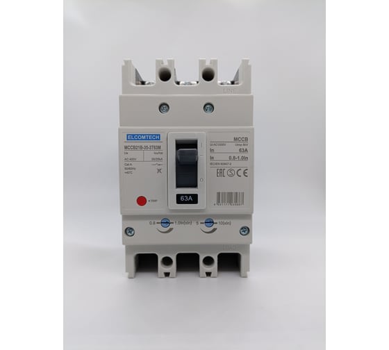 Изображение товара Автоматический выключатель в литом корпусе ELCOMTECH MCCB21B-35-3T63M, 3п 63А 35кА, термо-магнитный УТ-00026312