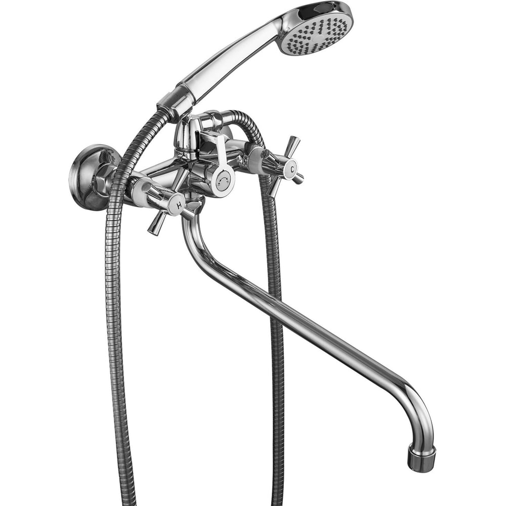 Изображение товара Смеситель PLstart ванно-душевой PL2218-8 настенный двухрычажный с лейкой