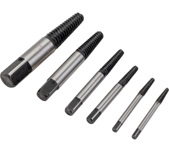 Изображение товара Набор экстракторов шпильковертов 6 предметов пластиковый кейс ЭВРИКА ER-86508