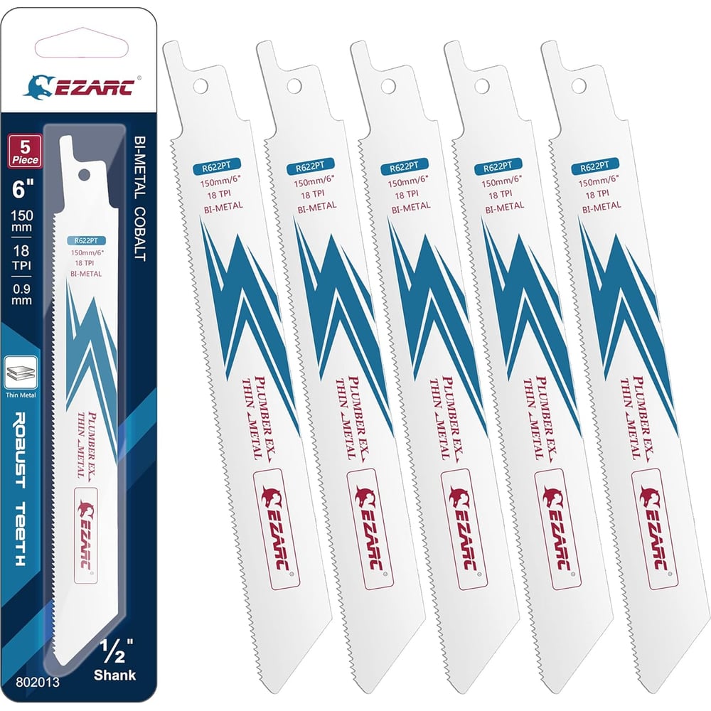 Изображение товара Кобальтовые полотна для сабельной пилы Ezarc 150 мм 18TPI для металла и дерева