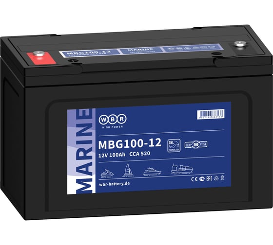 Изображение товара Тяговый аккумулятор для лодочного электромотора WBR MBG100-12 12В, 100 Ач УТ-00000440