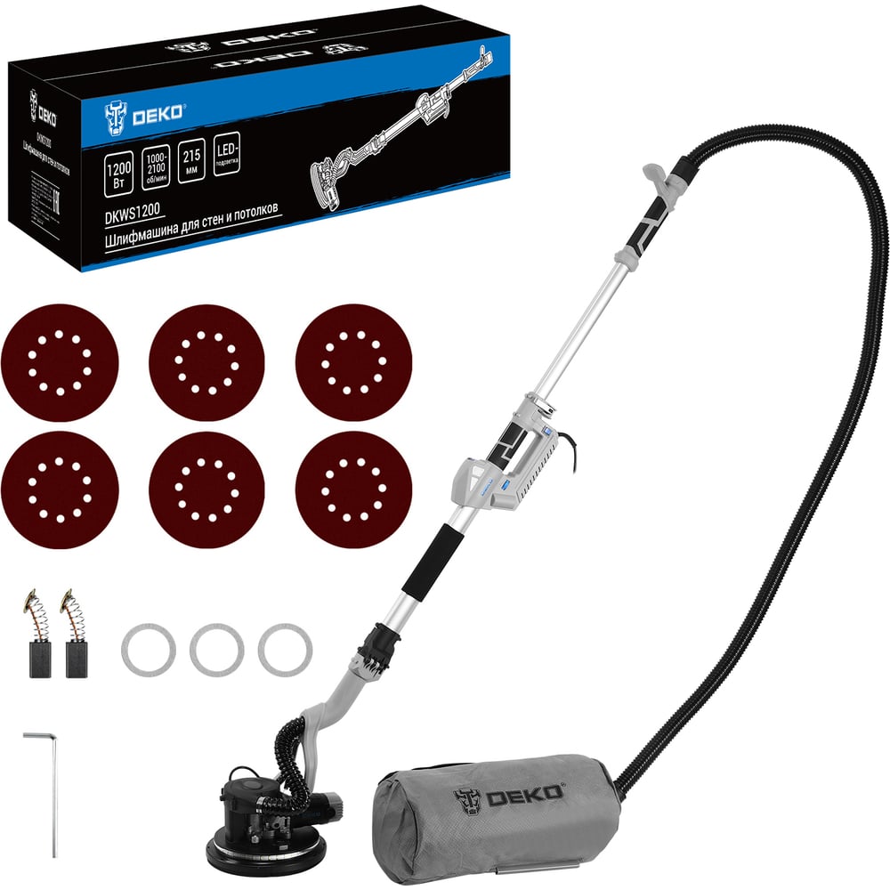 Изображение товара Шлифмашина для стен и потолков DEKO DKWS1200 225мм 1200Вт сухое шлифование