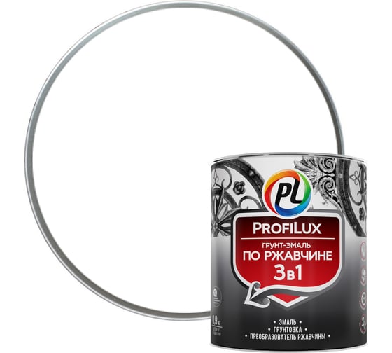 Изображение товара Грунт-эмаль Profilux по ржавчине 3в1 белая 0,9 кг Н0000003471