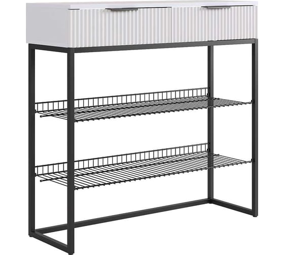 Изображение товара Обувница Классная 1 (белое дерево/белый матовый/черный муар) 172188.3323