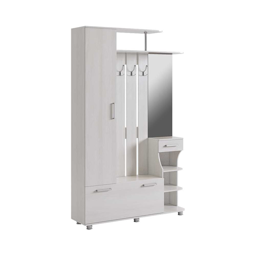 Изображение товара Прихожая Барселона-1 белый рамух modern с зеркалом и обувницей