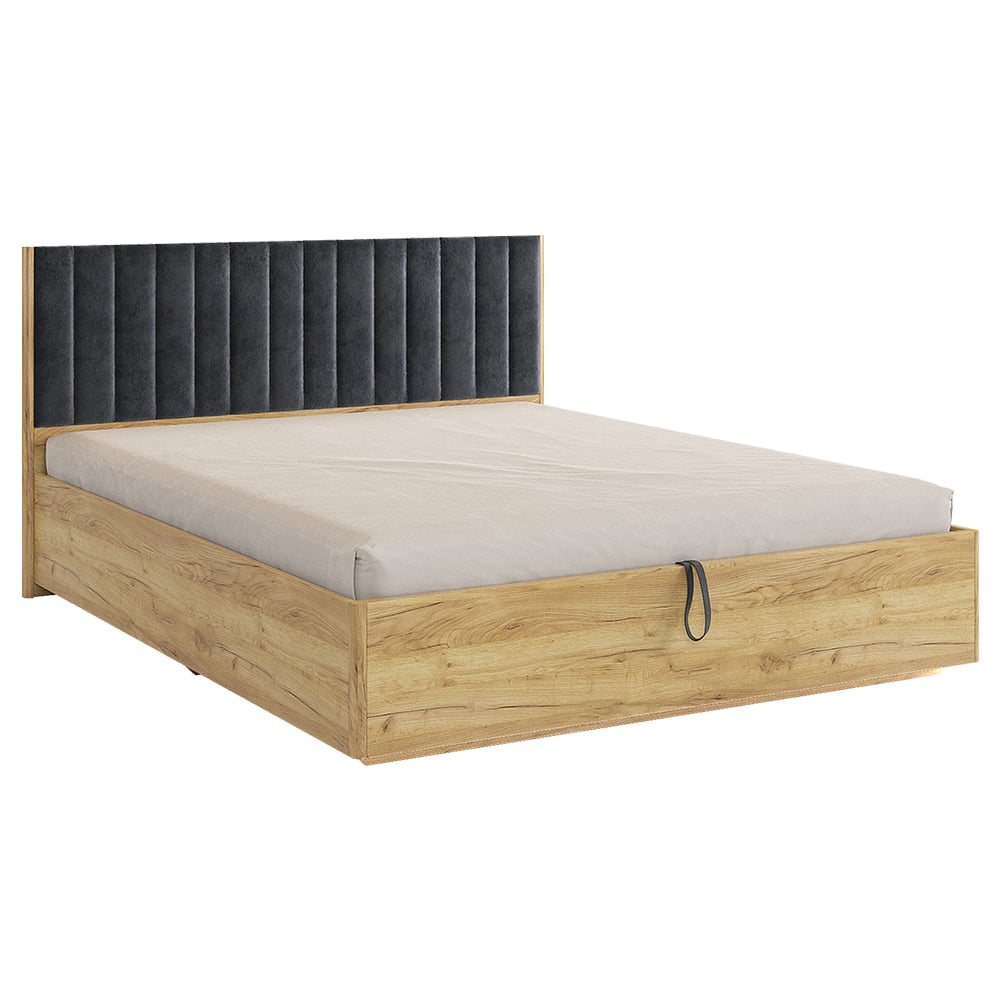 Изображение товара Кровать с подъемным механизмом Адам 160x200 см дуб крафт золотой велюр